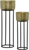 moods collection plantenstandaard antique - goud & zwart - set van 2