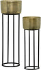 moods collection plantenstandaard antique - goud & zwart - set van 2