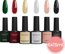 Moods Gellac 6-delige Set - Gel Nagellak - 15ML - New Year's Eve - Glitter Gellak - Nagels - Gellak Starterspakket - Glitter Kleuren