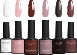 Moods Gellac 6-delige Set - Gel Nagellak - 8ML - Coffee Nude Edition - Gellac - Nagels - Gellak Starterspakket - Nude Kleuren