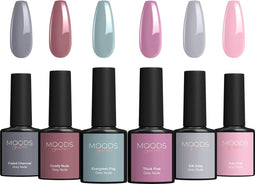 Moods Gellac 6-delige Set - Gel Nagellak - 8ML - Grey Nude Edition - Gellac - Nagels - Gellak Starterspakket - Nude Kleuren