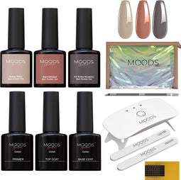 Moods Gellac BIAB Starter Pakket – The Nude - Builder in a Bottle – BIAB Nagellak – Inclusief UV/LED Lamp, Bokkepoot, Nagelvijl, Primer, Base en Top Coat