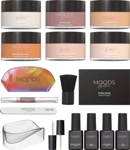 Moods Gellac - Dipping Powder Starters Kit - Coffee Nude - 6 Kleuren - Acryl Nagels Starterspakket - Dip Nagels