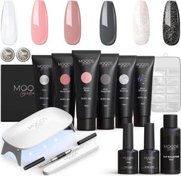 MoodsGellac Luxe Polygel Kit - Polygel Nagels Starterspakket - Inclusief UV LED lamp - 6 Kleuren - Neutral Shine