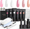 MoodsGellac Luxe Polygel Kit - Polygel Nagels Starterspakket - Inclusief UV LED lamp - 6 Kleuren - Nude Roze