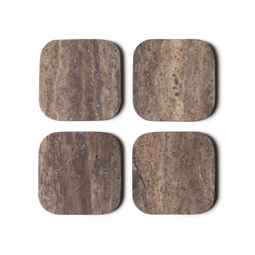 Mooisa Mooisa Onderzetter Organisch Titanium Travertine Set 4 Stuks