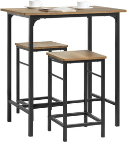 SoBuy OGT10-PF - Bistrotafel 3-delige set - 1x tafel + 2x stoelen - Bruin