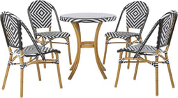 RIFREDDO - Tuinset voor 4 - Wit/Zwart - PE rotan