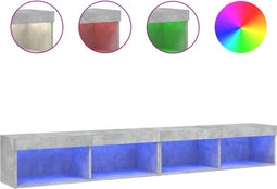 vidaXL - Tv-meubels - met - LED-verlichting - 2 - st - 100x30x30 - cm - betongrijs