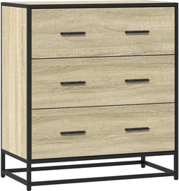 vidaXL - Dressoir - 68x35x76 - cm - bewerkt - hout - en - metaal - sonoma - eikenkleur