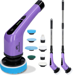 Motionflow Elektrische Schoonmaakborstel - Schrobber met steel - Poetsmachine voor Badkamer of Keuken - Elektrische Schrobber - Schrobmachine - Schoonmaakborstel met 8 opzetstukken