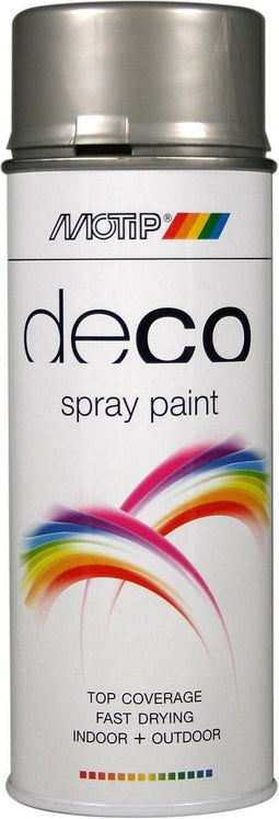 Motip deco alkyd hoogglans lak RAL 9006 wit aluminium metallic (01615) - 400 ml.