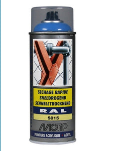 Motip industrial acryllak hoogglans RAL 5015 hemelsblauw - 400 ml.