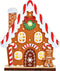 Peperkoekhuis vilt bruin met LED, Hoogte 17 cm