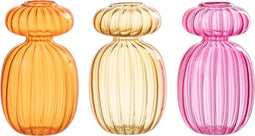 J-Line vaas Michel - glas - oranje/roze/oker - 3 stuks - Ø 8 cm