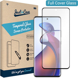 Motorola Edge 30 Fusion screenprotector - Full Cover - Gehard glas - Zwart - Just in Case