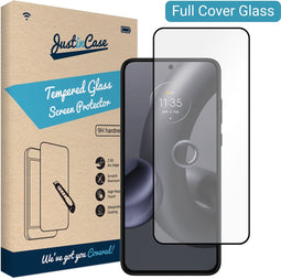 Motorola Edge 30 Neo screenprotector - Full Cover - Gehard glas - Zwart - Just in Case