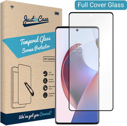 Motorola Edge 30 Ultra screenprotector - Full Cover - Gehard glas - Zwart - Just in Case