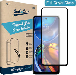 Motorola Moto E32/E32s screenprotector - Full Cover - Gehard glas - Zwart - Just in Case