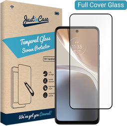 Motorola Moto G32 screenprotector - Full Cover - Gehard glas - Zwart - Just in Case
