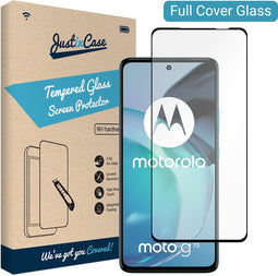 Motorola Moto G72 screenprotector - Full Cover - Gehard glas - Zwart - Just in Case