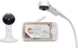 Motorola Nursery VM65X Connect - Baby Videomonitor met Wiegbevestiging - 5 inch 1080p Wi-Fi - Verbonden met Motorola Nursery App - Flexibele Magnetische Camera Montage - Wit