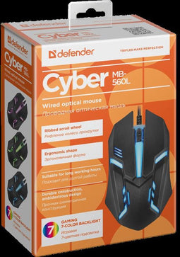 MOUSE DEFENDER CYBER MB-560L BLACK 7 COLORS 1200DPI 3P