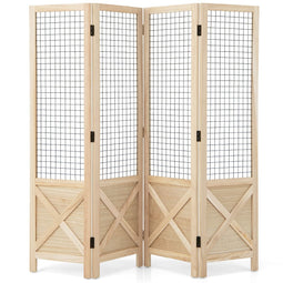 Coast Inklapbare Houten Kamerverdeler - 4-Delig - 151 x 144 cm - Naturel