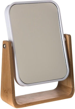 Dubbele make-up spiegel/scheerspiegel op voet 16 x 6 x 22 cm wit - Badkamer scheerspiegels op standaard