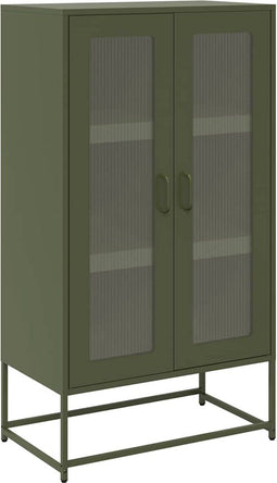 vidaXL - Hoge - kast - 68x39x123 - cm - staal - olijfgroen