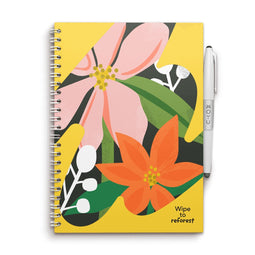 MOYU - Flower Vibes Notebook - Uitwisbaar Notitieboek A5 Hardcover - Multifunctionele pagina’s - Inclusief uitwisbare pen, houder en wisdoekje