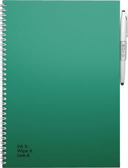 MOYU - Forest Green Notebook - Uitwisbaar Notitieboek A4 Premium - Multifunctionele pagina’s - Inclusief uitwisbare pen, houder en wisdoekje