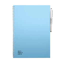 MOYU - Sky Blue Notebook - Uitwisbaar Notitieboek A4 Hardcover - Multifunctionele pagina’s - Inclusief uitwisbare pen, houder en wisdoekje