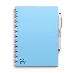 MOYU - Sky Blue Notebook - Uitwisbaar Notitieboek A5 Hardcover - Multifunctionele pagina’s - Inclusief uitwisbare pen, houder en wisdoekje
