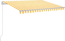 vidaXL - Luifel - handmatig - uittrekbaar - met - LED - 350x250 - cm - geel - en - wit