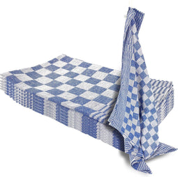 Theedoekenset - Glazendoeken - (Set van 6) - Blok Blauw - 65x65 - Geblokt - Blokdoeken - 100% katoen - Horeca Theedoeken - horeca - Glazendoeken