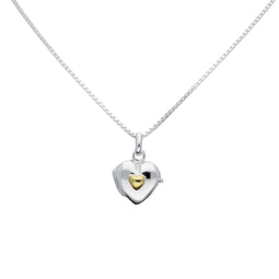 Classic&more - collier medaillon - hartje met goud verguld hart - zilver