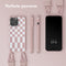 Selencia Hoesje Geschikt voor iPhone 14 Pro Max Hoesje Met Koord - Selencia Siliconen design hoesje met afneembaar koord - Roze / Irregular Check Sand Pink