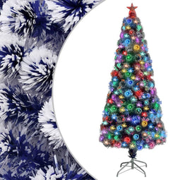 vidaXL - Kunstkerstboom - met - verlichting - 180 - cm - glasvezel - wit - en - blauw