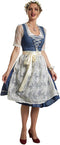 Dressforfun Midi-Dirndl Kleinwalsertal model 2 - Verkleedkleding kostuum - Elegante vetersluiting - Blauw (XXL)