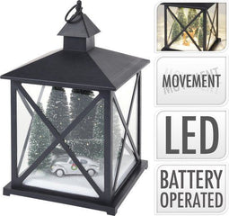Kerstlantaarn 38Cm - Lantaarn - Warm wit licht - Zwart PVC