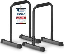 DH FitLife Dip Bars - Dip Station Verstelbaar 80-90 cm - Parallettes Calisthenics Krachttraining - Zwart