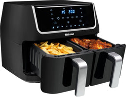 Tristar Dubbele Airfryer FR-6970 - Double Basket Airfryer XXL - 9 Liter - Dubbele Heteluchtfriteuse 2 x 4,5 liter - 8 voorgeprogrammeerde functies - Digitaal - Zwart