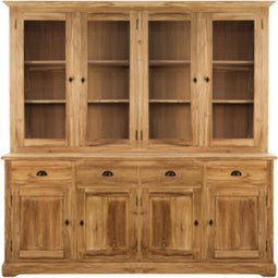 HSM Collection Buffetkast - 200 cm - blank - teak/glas