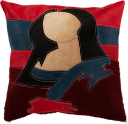 J-Line kussen Vrouw - leder - zwart/rood/beige