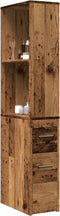 vidaXL - Badkamerkast - smal - met - wielen - bewerkt - hout - oud - houtkleurig