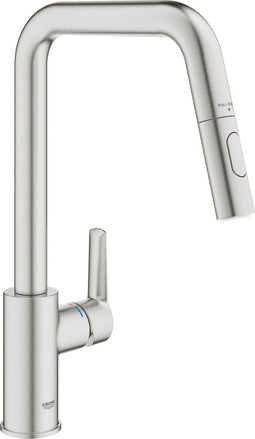 GROHE QuickFix Start - Eengreepsmengkraan - Uittrekbaar - Twee straalsoorten - SuperSteel