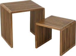 J-Line bijzettafel Kubus Gerecycleerd - hout - naturel - set van 2