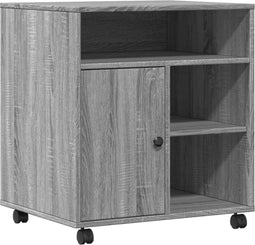 vidaXL - Printerkastje - met - wielen - 60x50x67 - cm - grijs - sonoma - eikenkleur