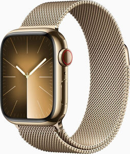Apple Watch Series 9 Roestvrij Staal 41 mm (2023) - GPS + Cellular - goud - Milanees bandje goud